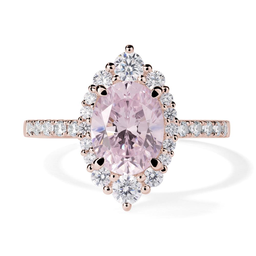 Pink Cubic Zirconia Ring Halo Engagement Ring - LUO Jewelry #metal_14k rose gold