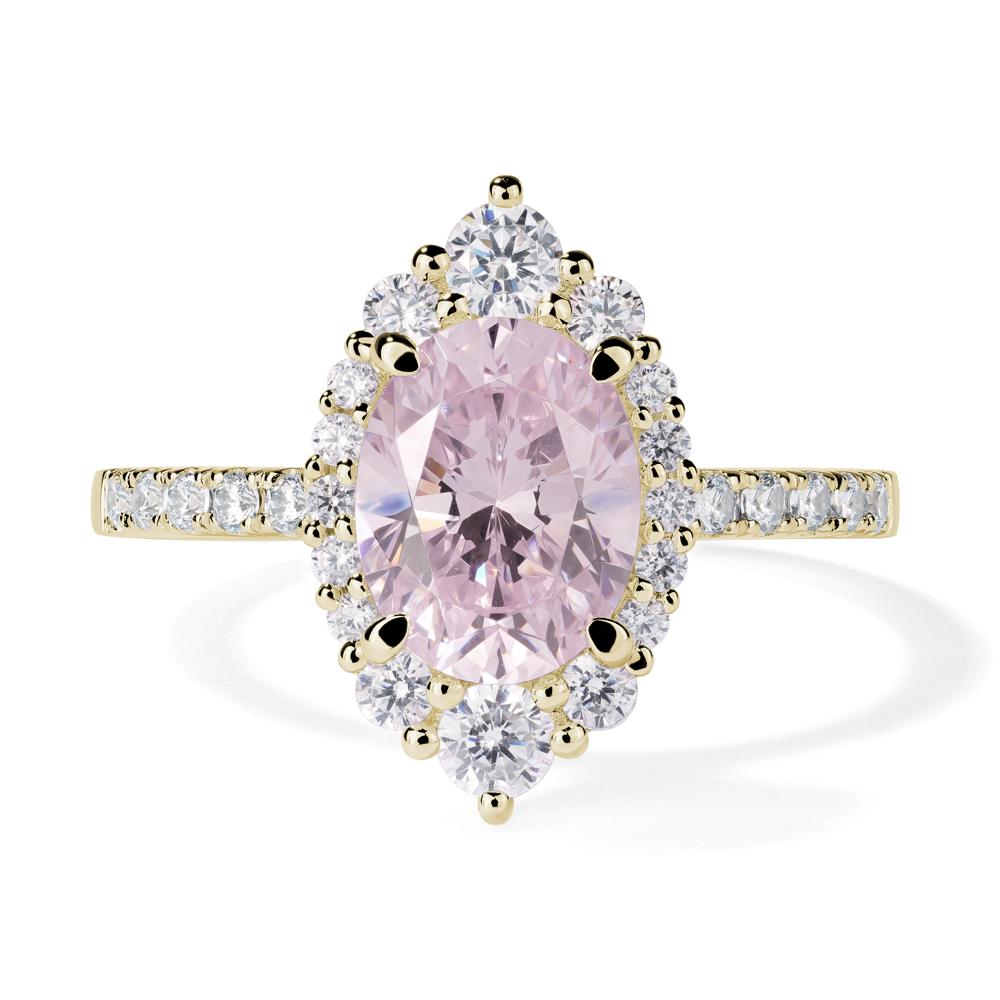 Pink Cubic Zirconia Ring Halo Engagement Ring - LUO Jewelry #metal_14k yellow gold