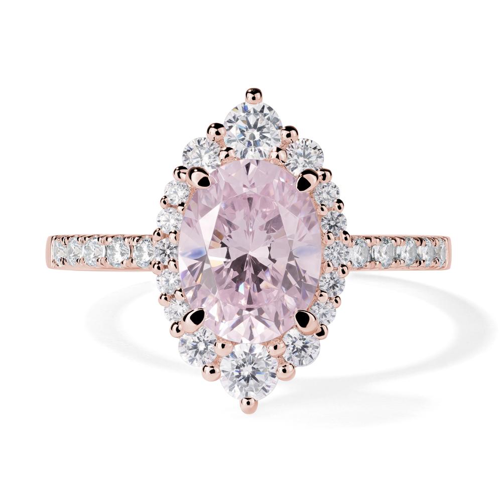 Pink Cubic Zirconia Ring Halo Engagement Ring - LUO Jewelry #metal_18k rose gold
