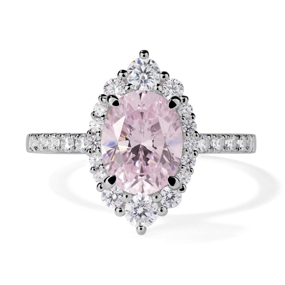 Pink Cubic Zirconia Ring Halo Engagement Ring - LUO Jewelry #metal_platinum