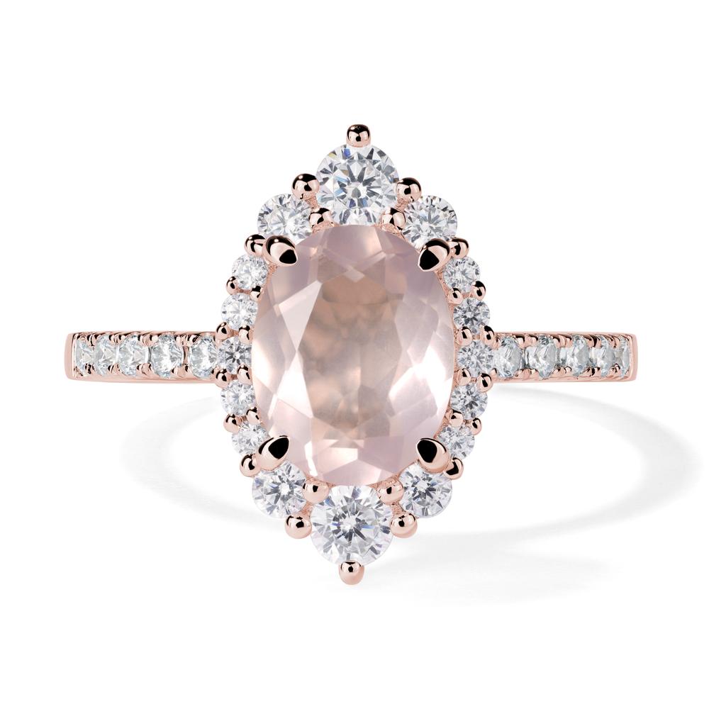 Rose Quartz Ring Halo Engagement Ring - LUO Jewelry #metal_18k rose gold