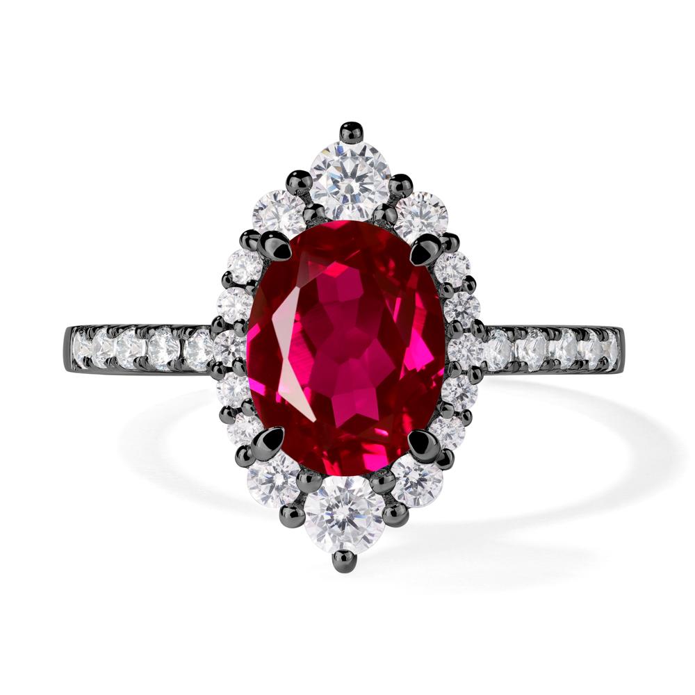 Ruby Ring Halo Engagement Ring - LUO Jewelry #metal_black finish sterling silver