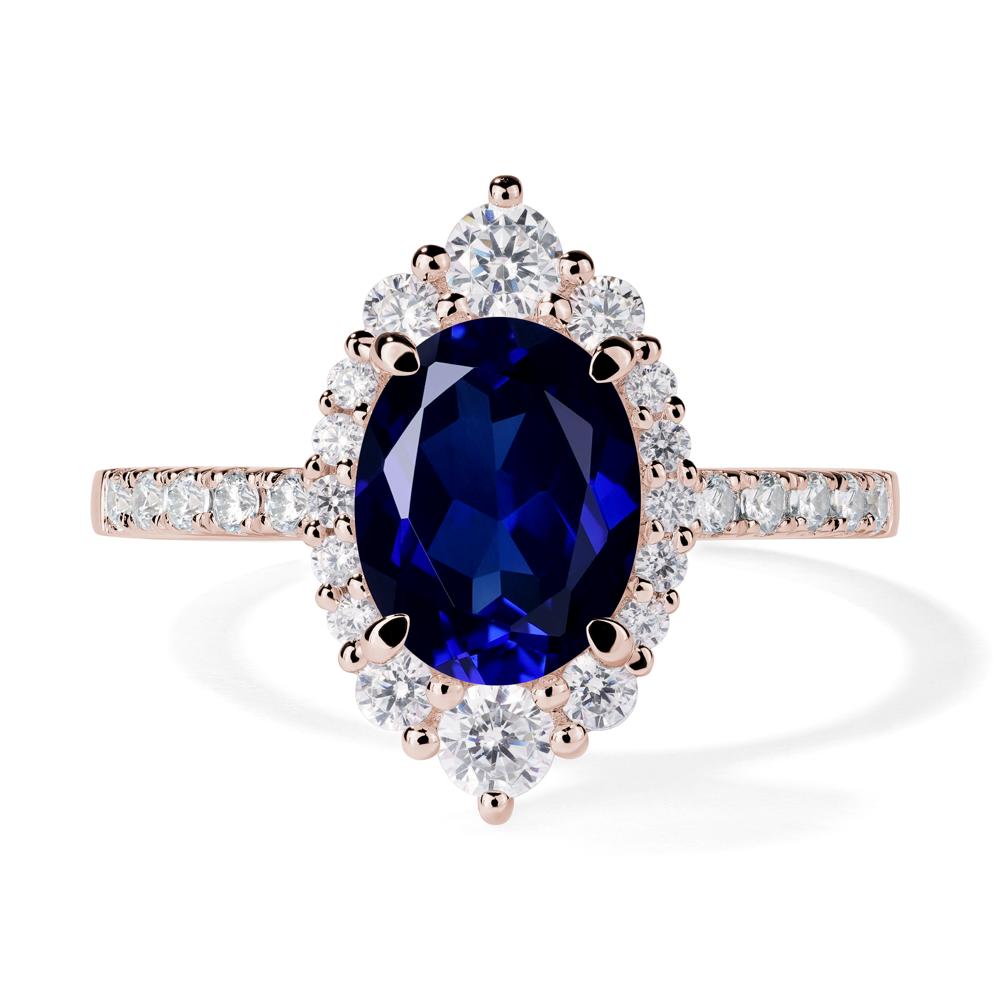 Sapphire Ring Halo Engagement Ring - LUO Jewelry #metal_14k rose gold
