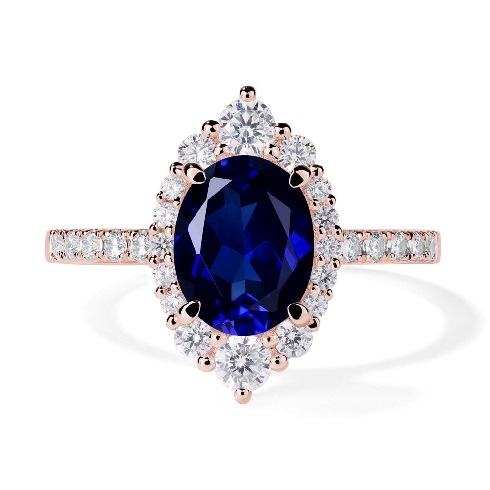 Sapphire Ring Halo Engagement Ring - LUO Jewelry #metal_18k rose gold