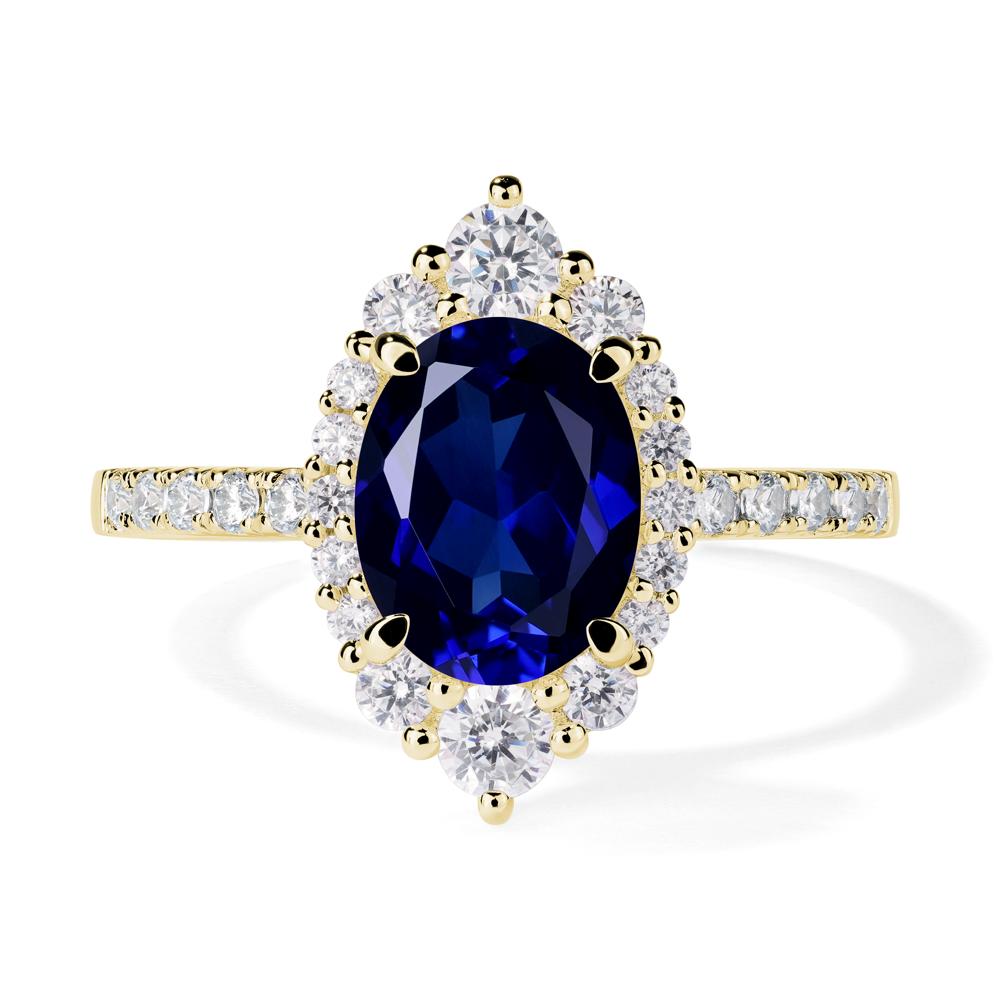 Sapphire Ring Halo Engagement Ring - LUO Jewelry #metal_18k yellow gold