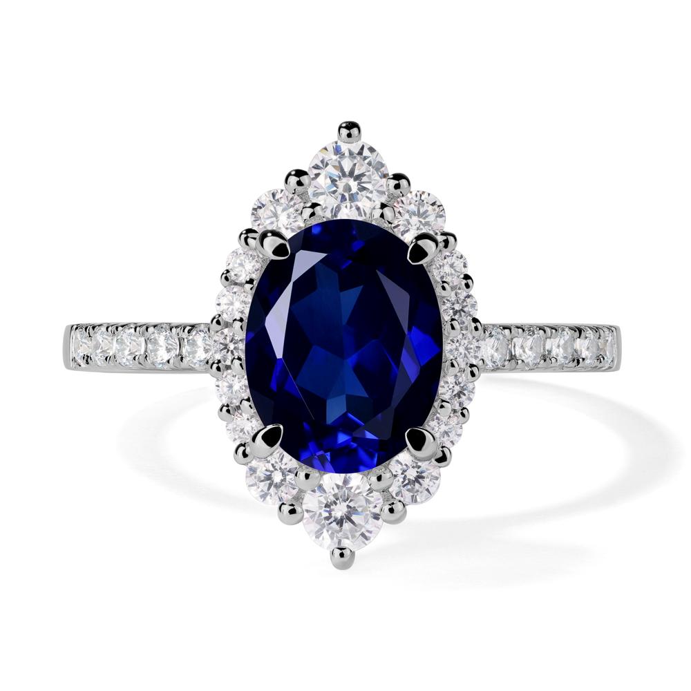 Sapphire Ring Halo Engagement Ring - LUO Jewelry #metal_platinum