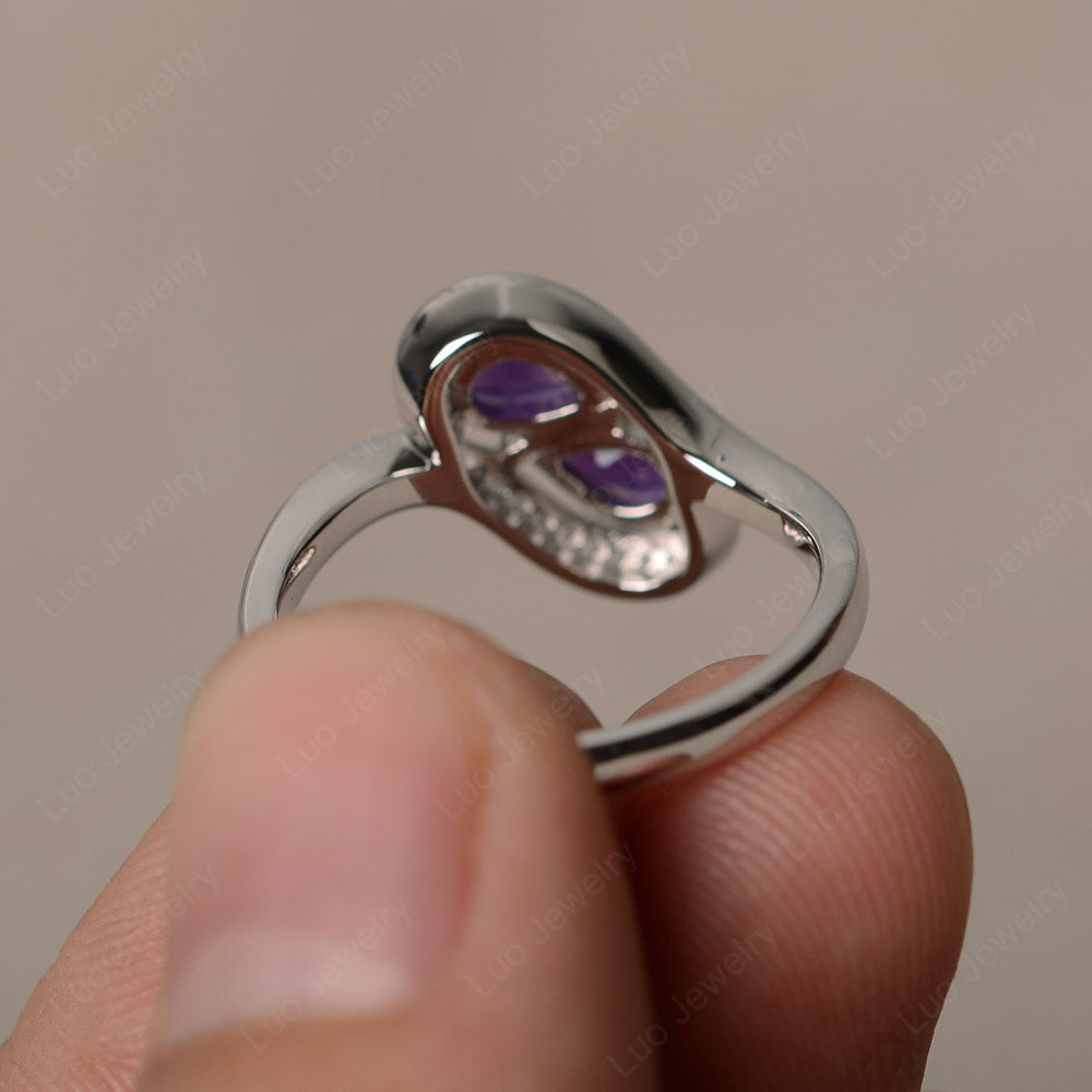 Two Stone Pear Shaped Amethyst Mothers Ring - LUO Jewelry