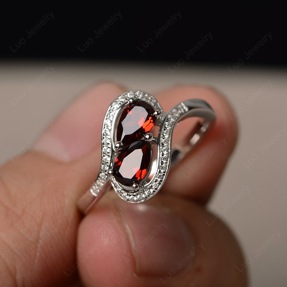 Two Stone Pear Shaped Garnet Mothers Ring - LUO Jewelry