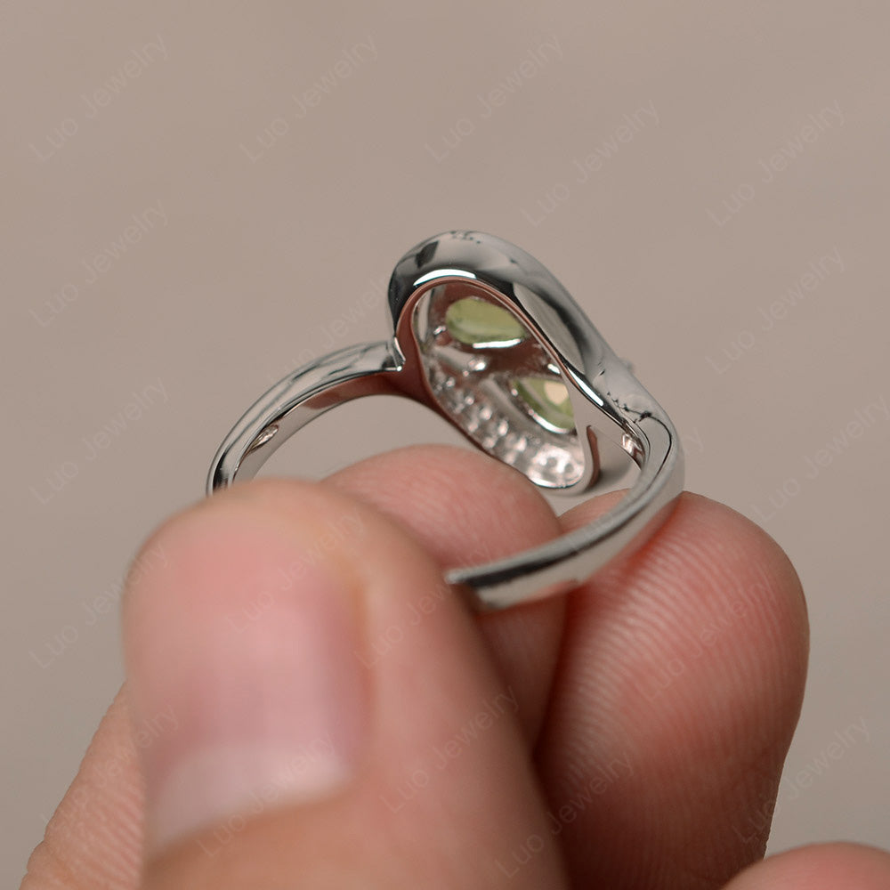 Two Stone Pear Shaped Peridot Mothers Ring - LUO Jewelry