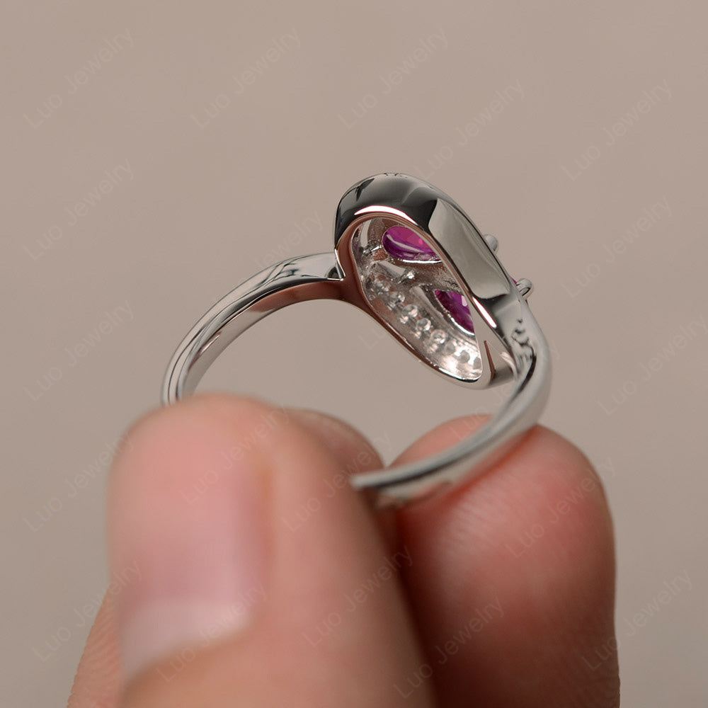 Two Stone Pear Shaped Ruby Mothers Ring - LUO Jewelry