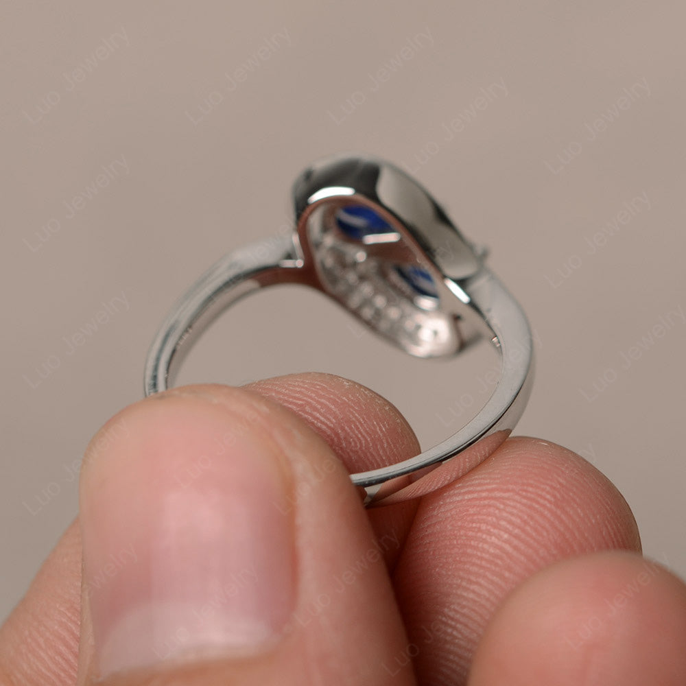 Two Stone Pear Shaped Lab Sapphire Mothers Ring - LUO Jewelry