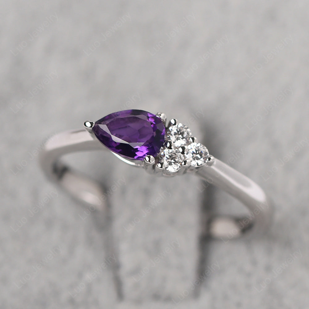 Pear Shaped Amethyst Ring For Baby Girl - LUO Jewelry