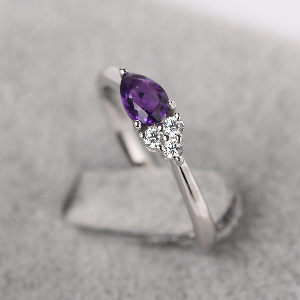 Pear Shaped Amethyst Ring For Baby Girl - LUO Jewelry