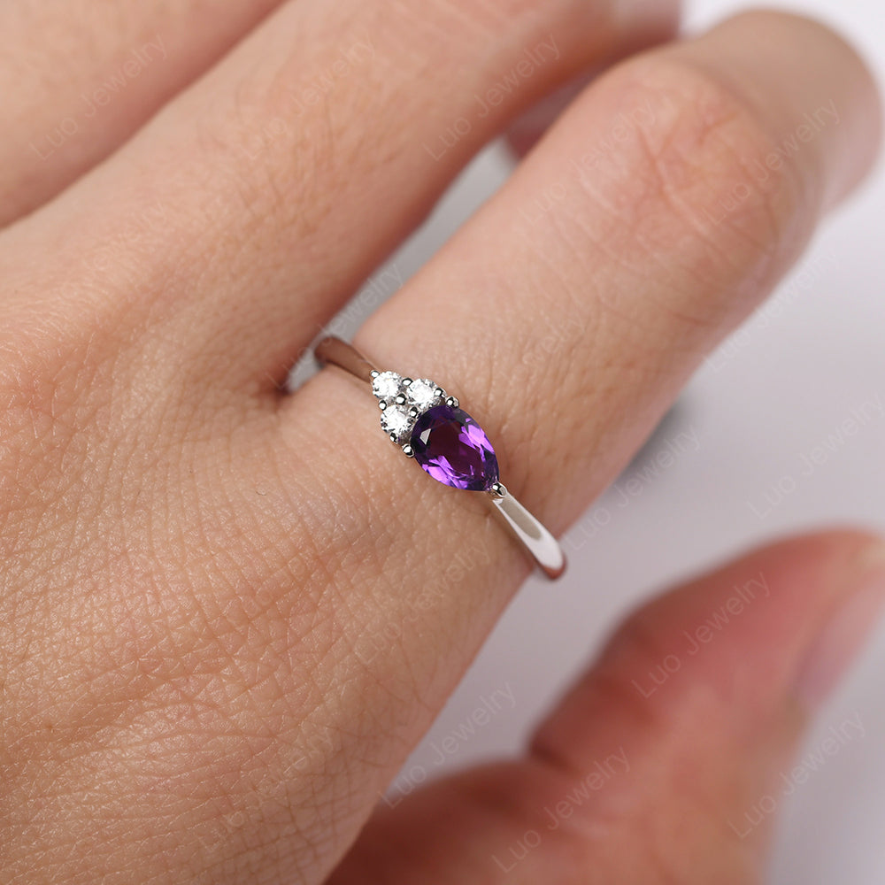 Pear Shaped Amethyst Ring For Baby Girl - LUO Jewelry