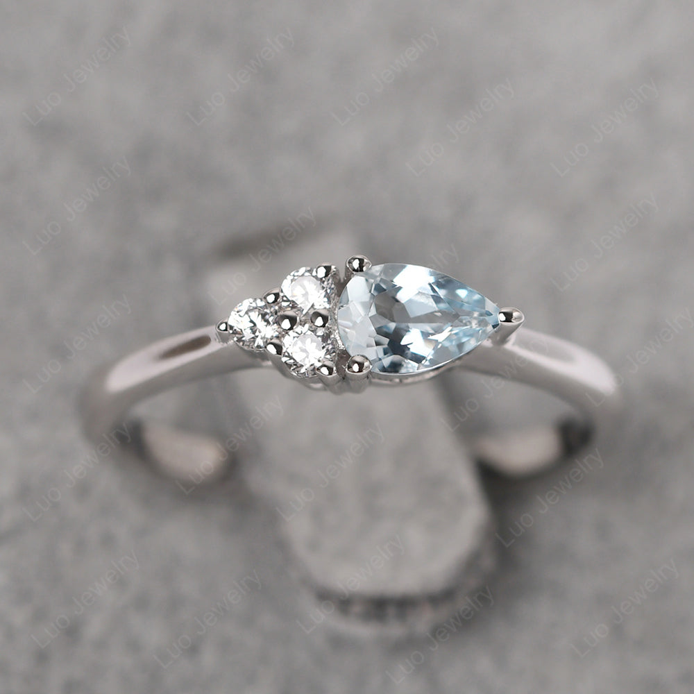 Pear Shaped Aquamarine Ring For Baby Girl - LUO Jewelry