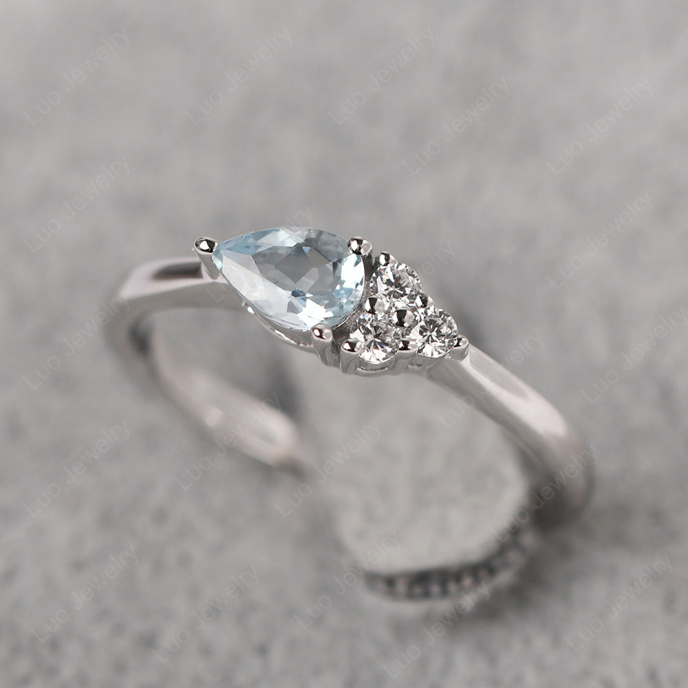 Pear Shaped Aquamarine Ring For Baby Girl - LUO Jewelry