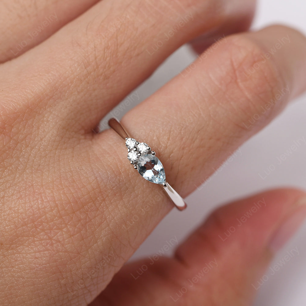 Pear Shaped Aquamarine Ring For Baby Girl - LUO Jewelry