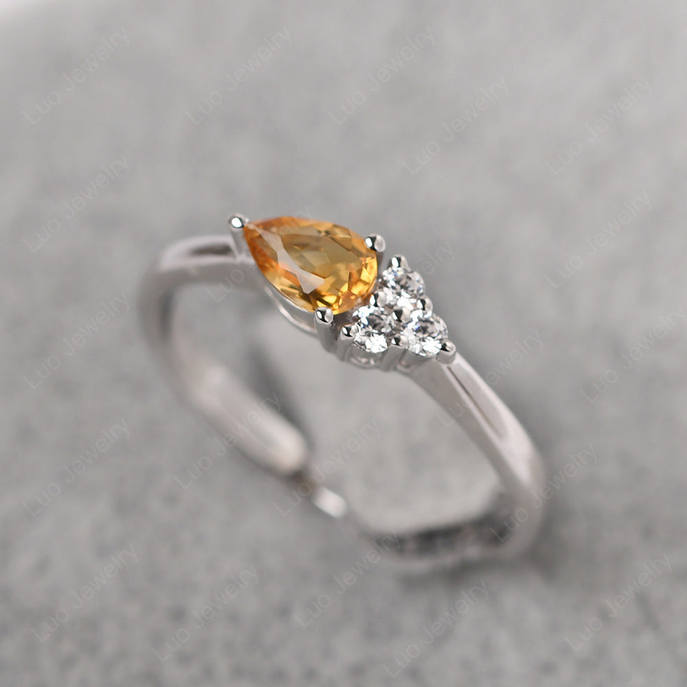 Pear Shaped Citrine Ring For Baby Girl - LUO Jewelry