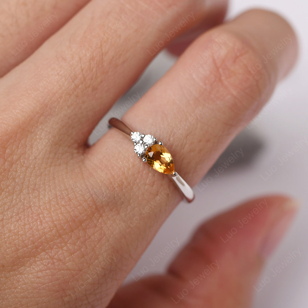 Pear Shaped Citrine Ring For Baby Girl - LUO Jewelry