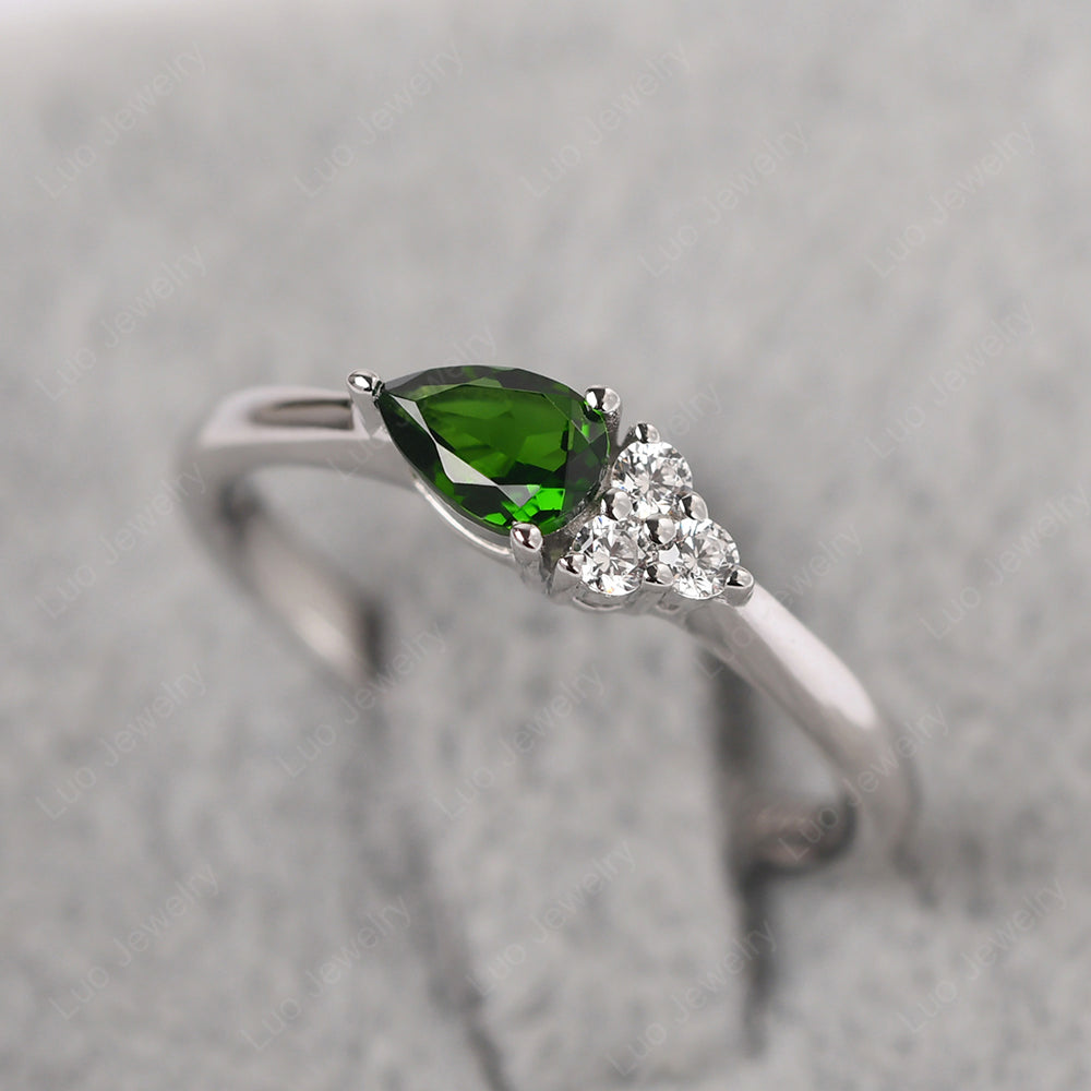 Pear Shaped Diopside Ring For Baby Girl - LUO Jewelry