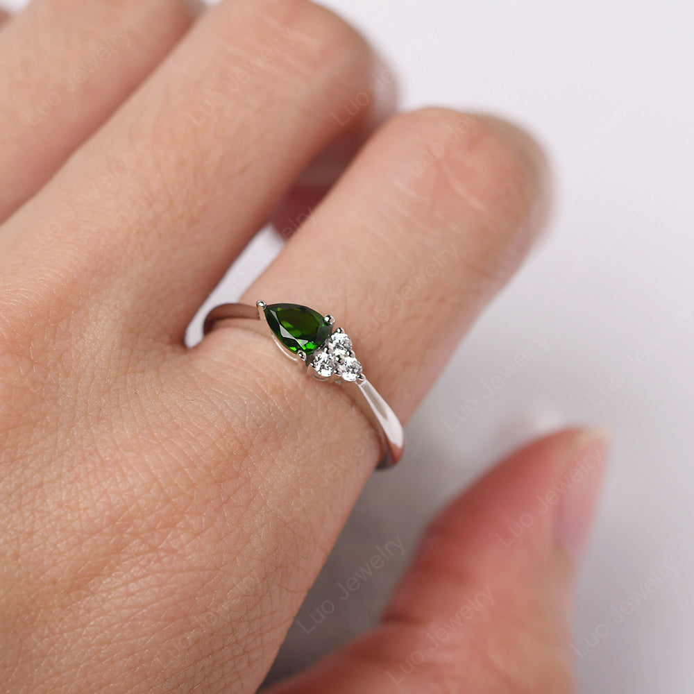 Pear Shaped Diopside Ring For Baby Girl - LUO Jewelry