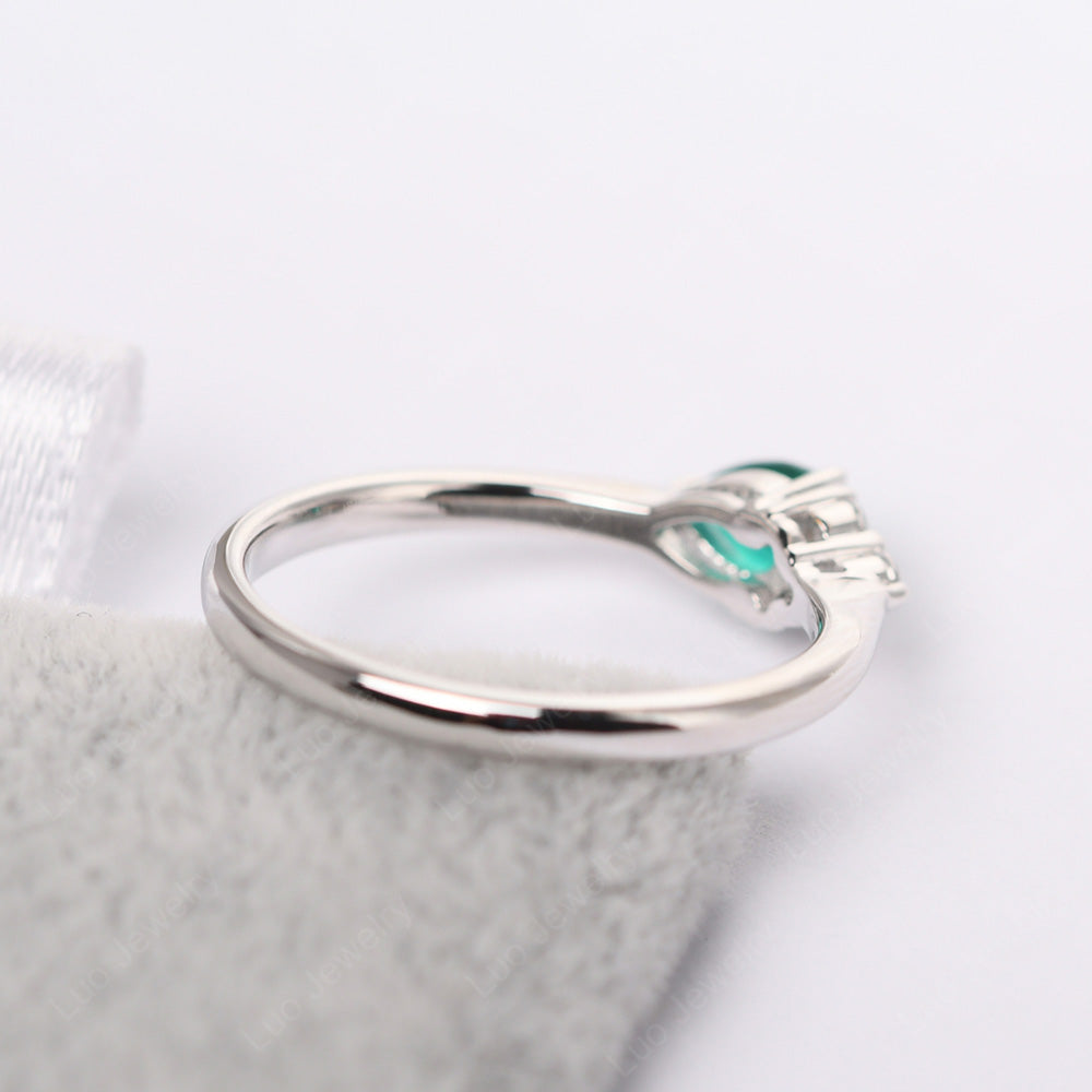 Pear Shaped Lab Emerald Ring For Baby Girl - LUO Jewelry