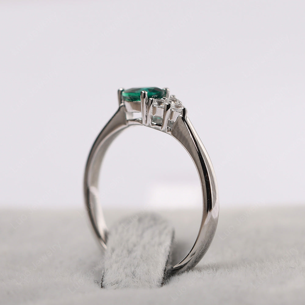 Pear Shaped Lab Emerald Ring For Baby Girl - LUO Jewelry