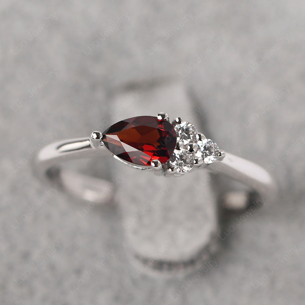 Pear Shaped Garnet Ring For Baby Girl - LUO Jewelry