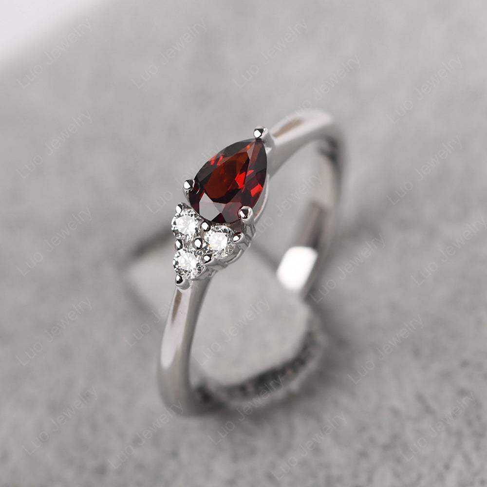 Pear Shaped Garnet Ring For Baby Girl - LUO Jewelry