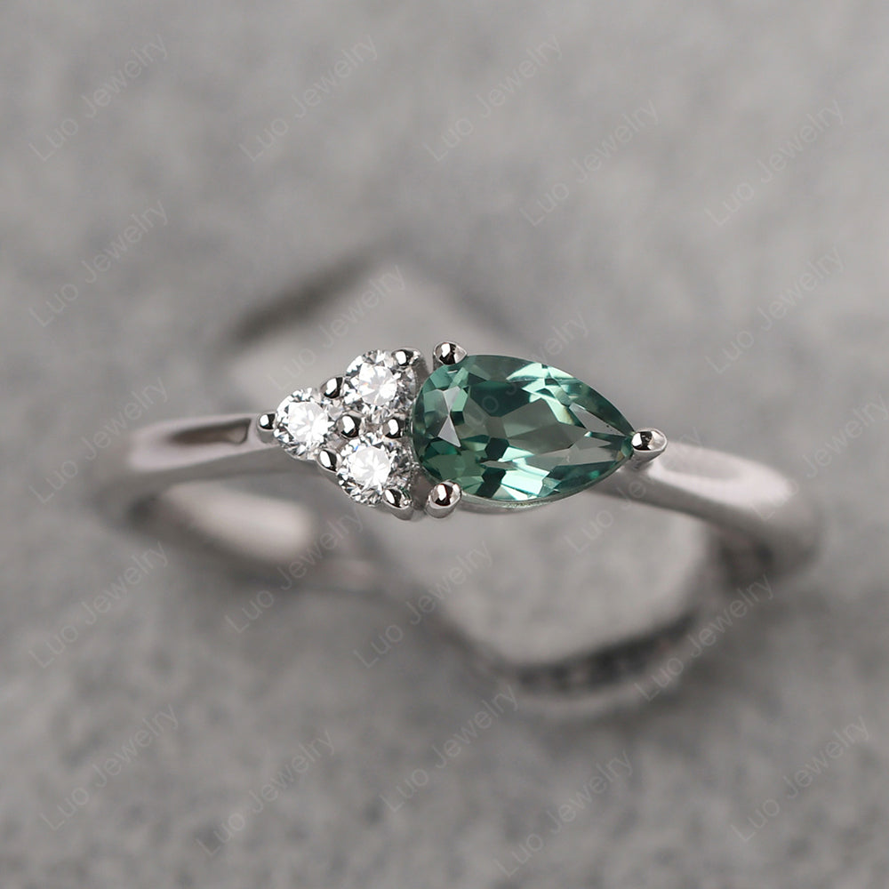 Pear Shaped Green Sapphire Ring For Baby Girl - LUO Jewelry