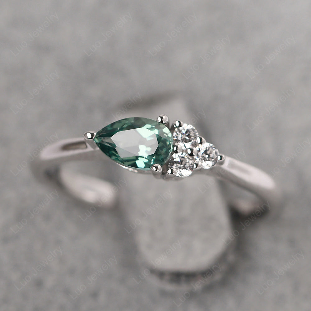 Pear Shaped Green Sapphire Ring For Baby Girl - LUO Jewelry