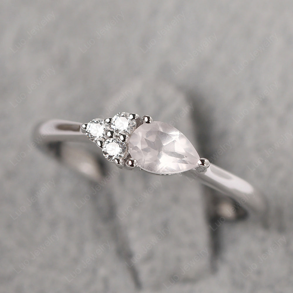 Pear Shaped Rose Quartz Ring For Baby Girl - LUO Jewelry