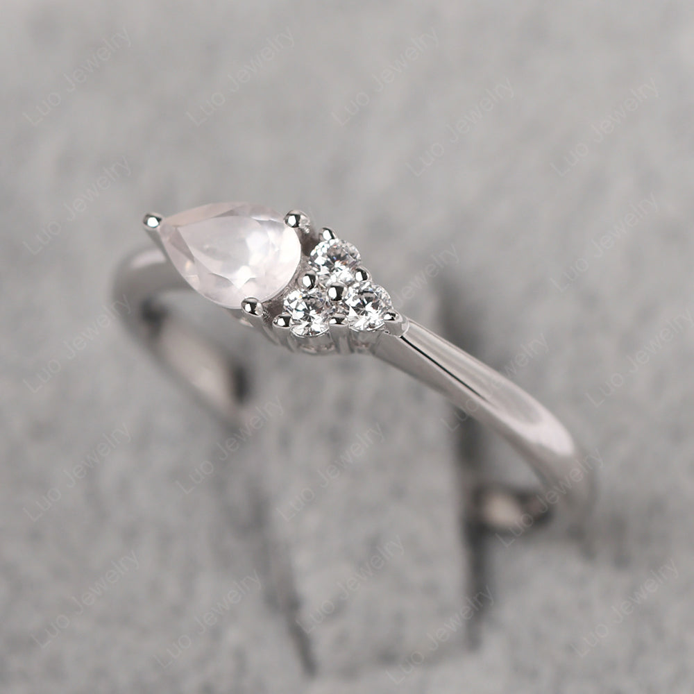 Pear Shaped Rose Quartz Ring For Baby Girl - LUO Jewelry