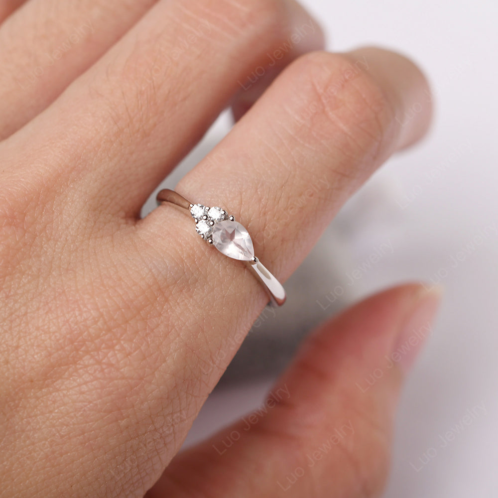 Pear Shaped Rose Quartz Ring For Baby Girl - LUO Jewelry