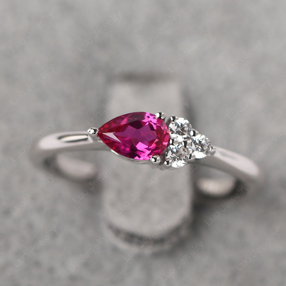 Pear Shaped Ruby Ring For Baby Girl - LUO Jewelry