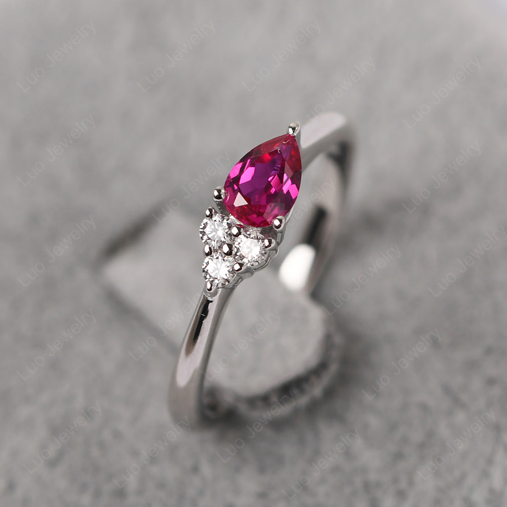 Pear Shaped Ruby Ring For Baby Girl - LUO Jewelry