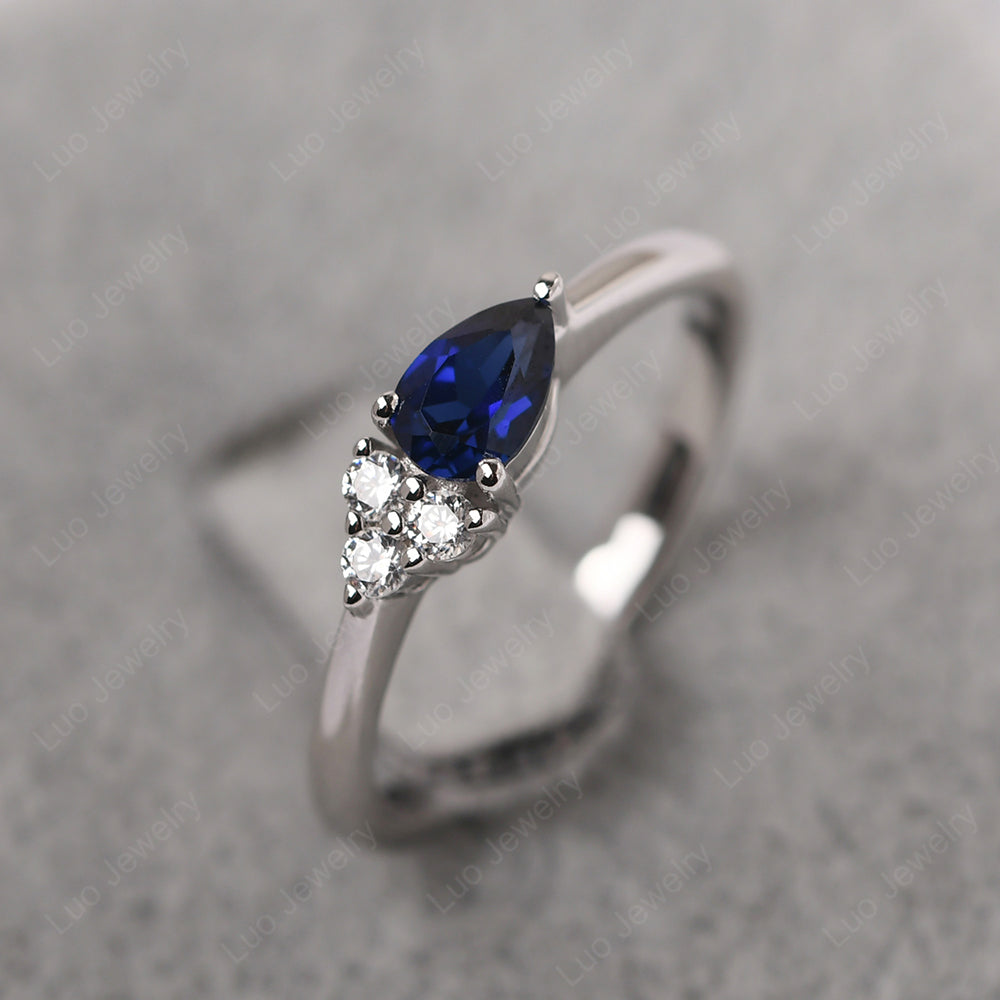 Pear Shaped Lab Sapphire Ring For Baby Girl - LUO Jewelry