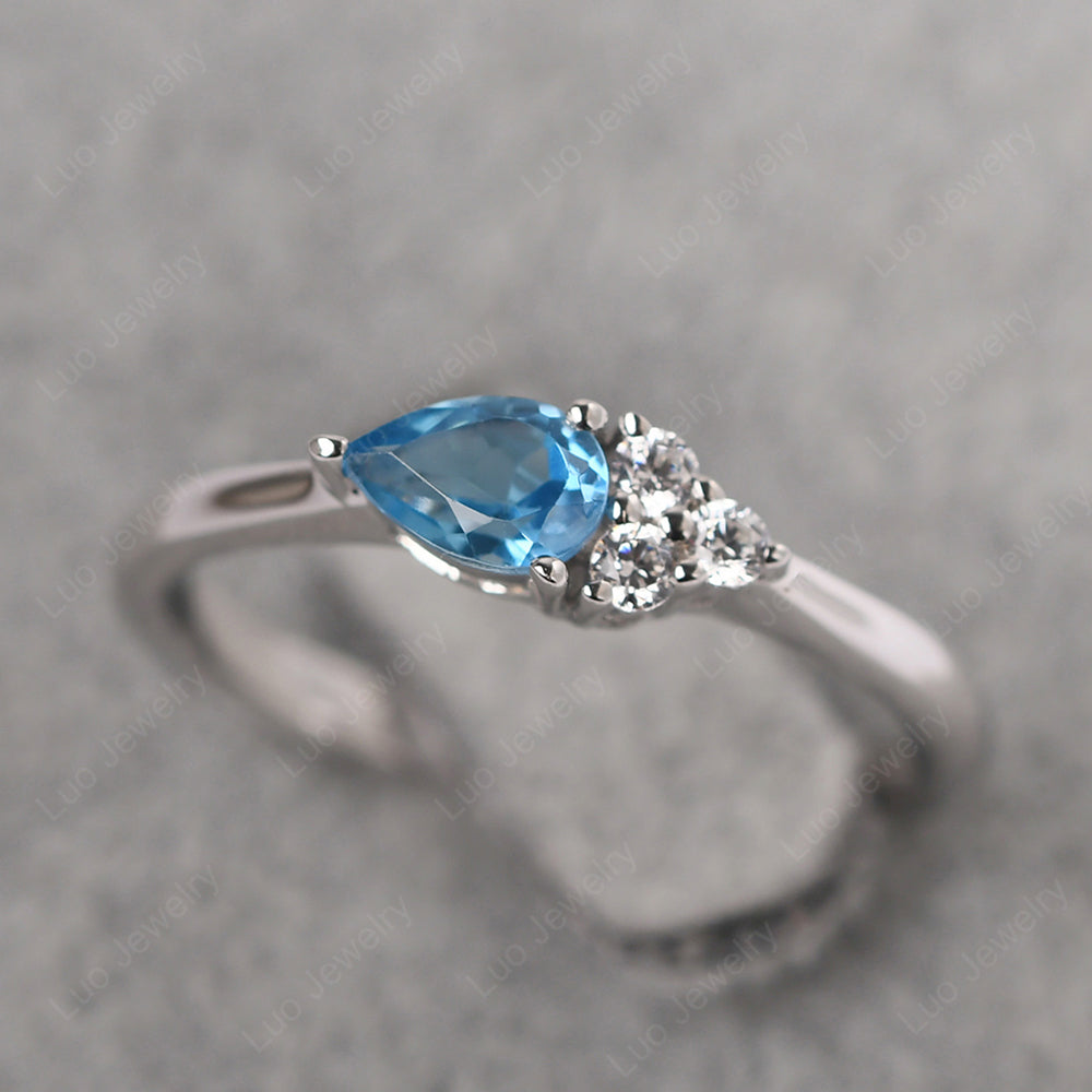 Pear Shaped Swiss Blue Topaz Ring For Baby Girl - LUO Jewelry