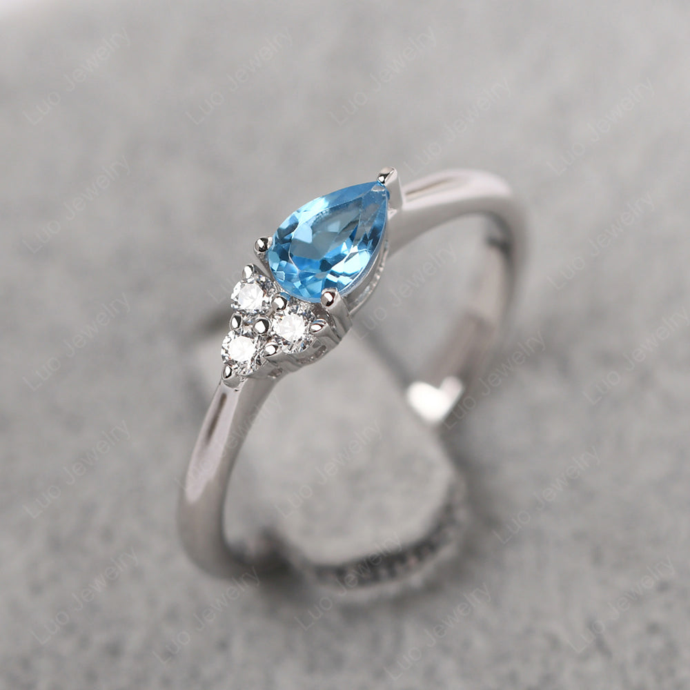 Pear Shaped Swiss Blue Topaz Ring For Baby Girl - LUO Jewelry