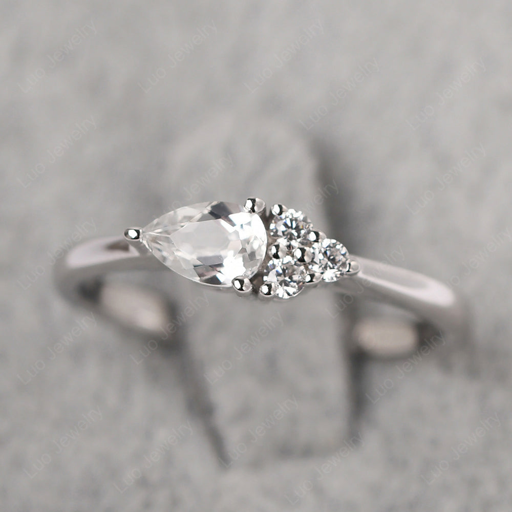 Pear Shaped White Topaz Ring For Baby Girl - LUO Jewelry