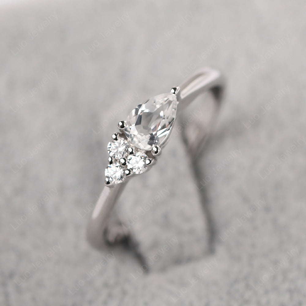 Pear Shaped White Topaz Ring For Baby Girl - LUO Jewelry