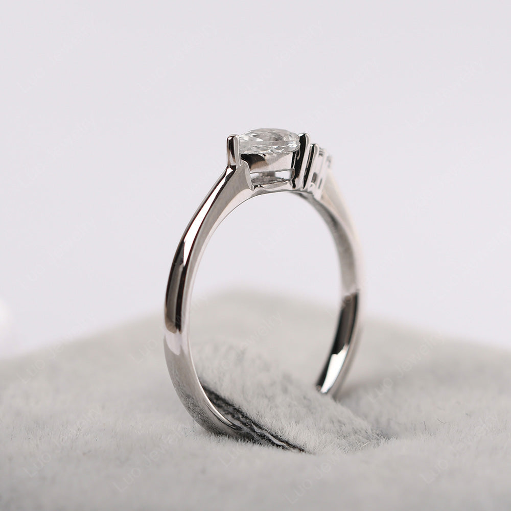 Pear Shaped White Topaz Ring For Baby Girl - LUO Jewelry