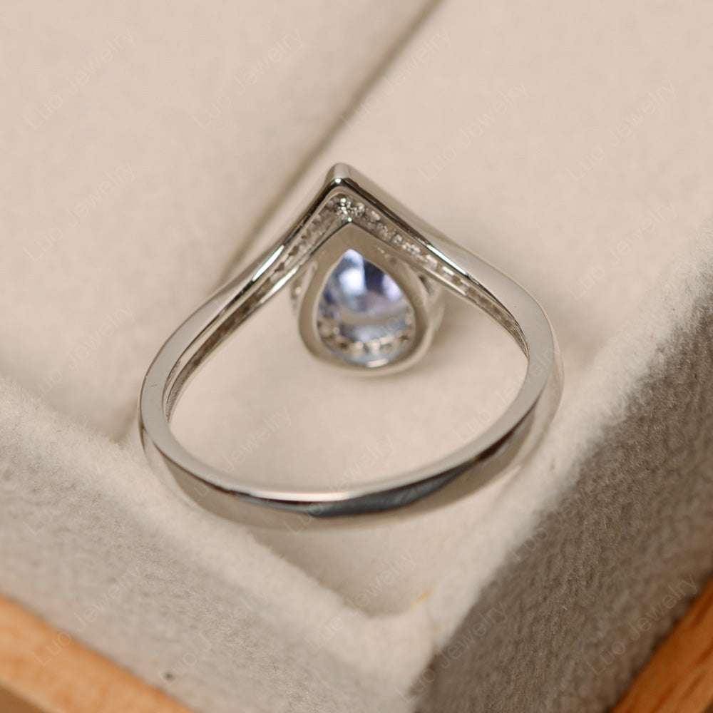 Teardrop Shaped Tanzanite Halo Engagement Ring - LUO Jewelry