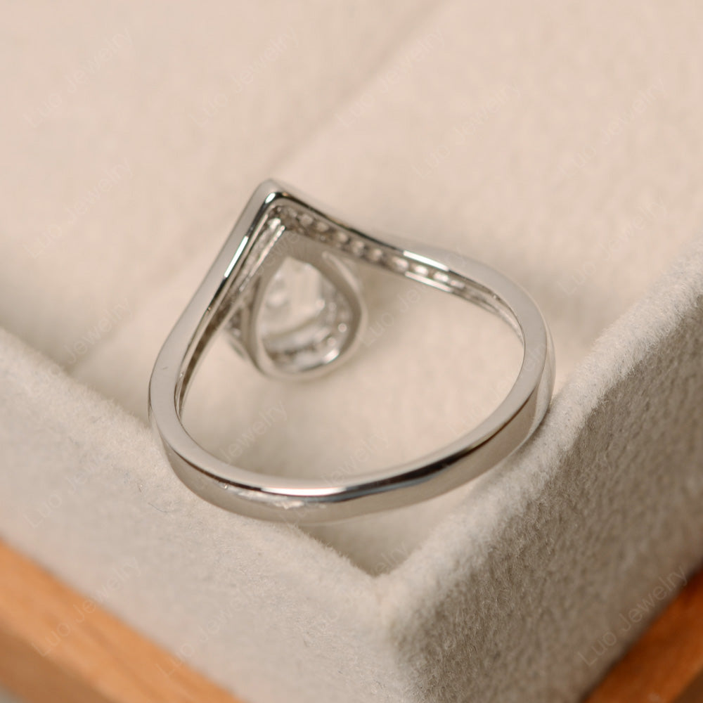 Teardrop Shaped White Topaz Halo Engagement Ring - LUO Jewelry