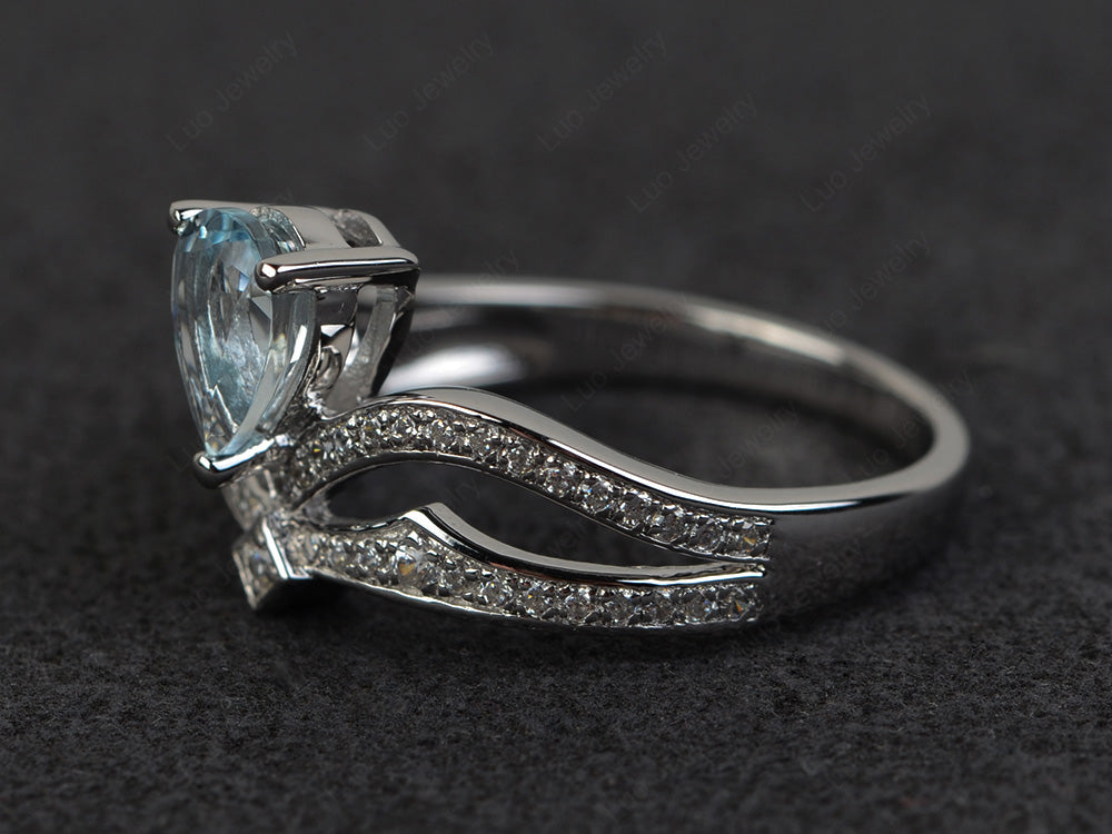 Aquamarine Vintage Pear Shaped Engagement Ring - LUO Jewelry