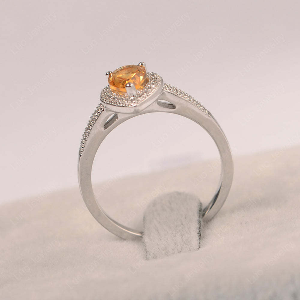 Pear Citrine Halo Engagement Ring Art Deco - LUO Jewelry