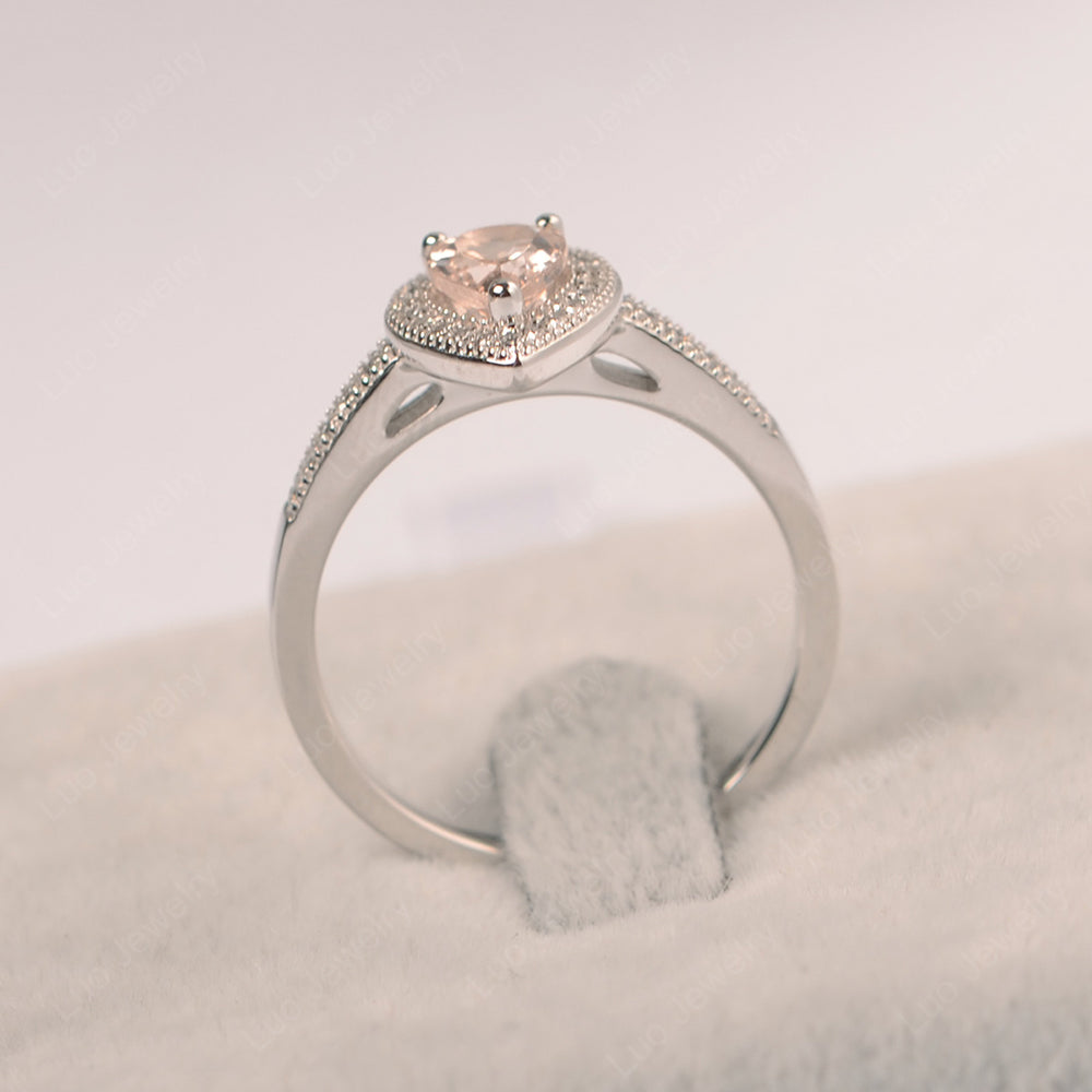 Pear Morganite Halo Engagement Ring Art Deco - LUO Jewelry