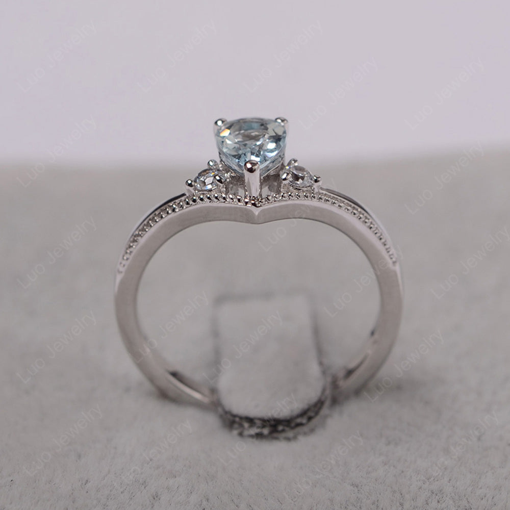 Pear Aquamarine Engagement Ring White Gold - LUO Jewelry