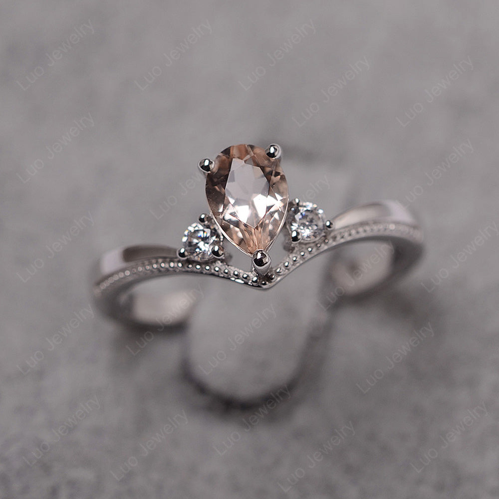 Pear Morganite Engagement Ring White Gold - LUO Jewelry