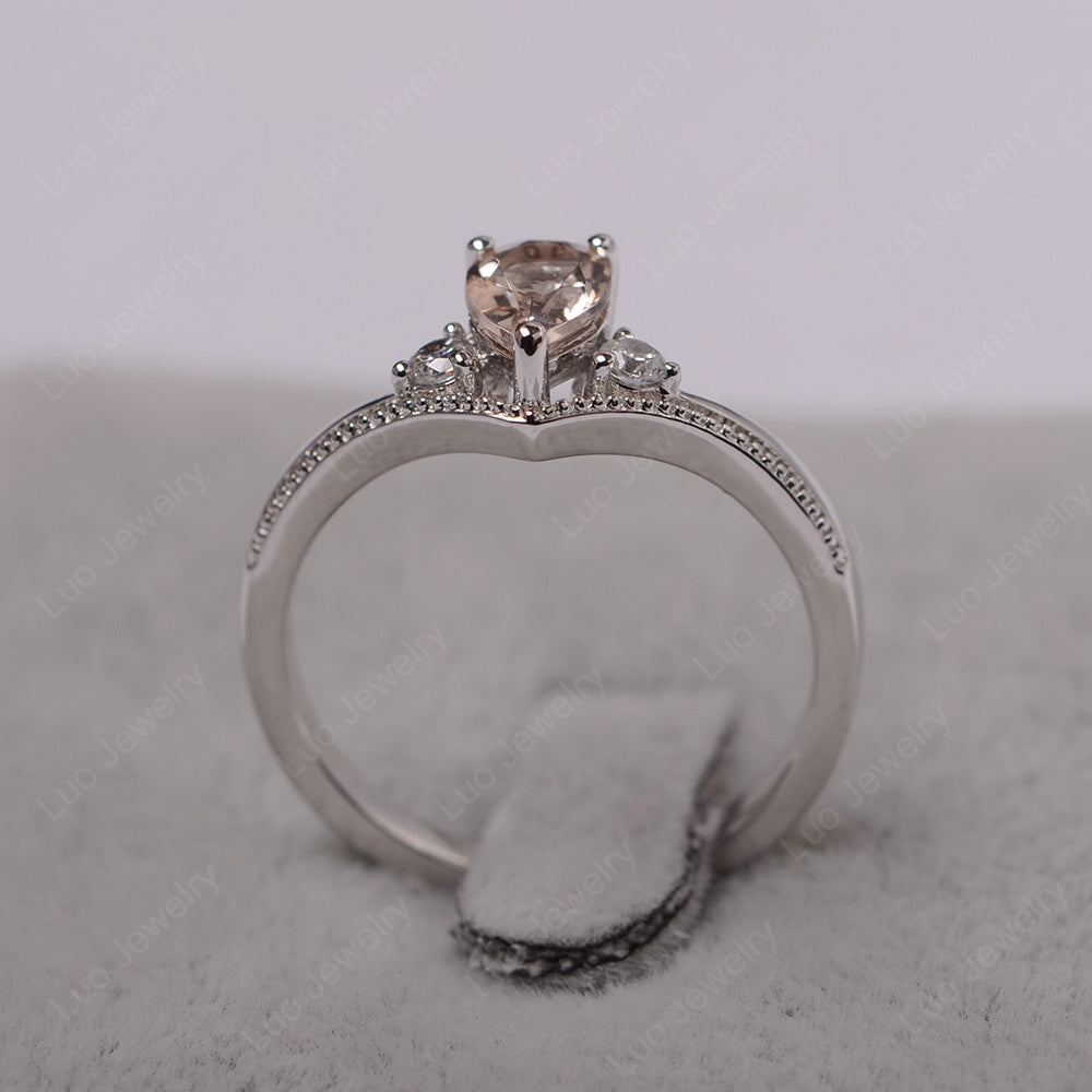 Pear Morganite Engagement Ring White Gold - LUO Jewelry